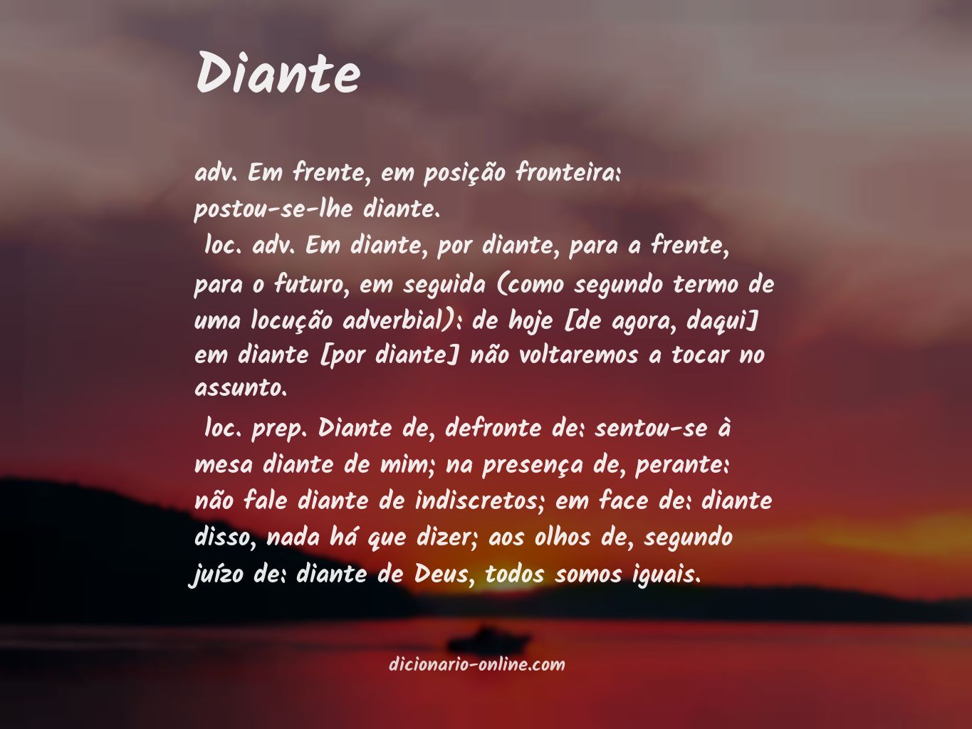 Significado de diante