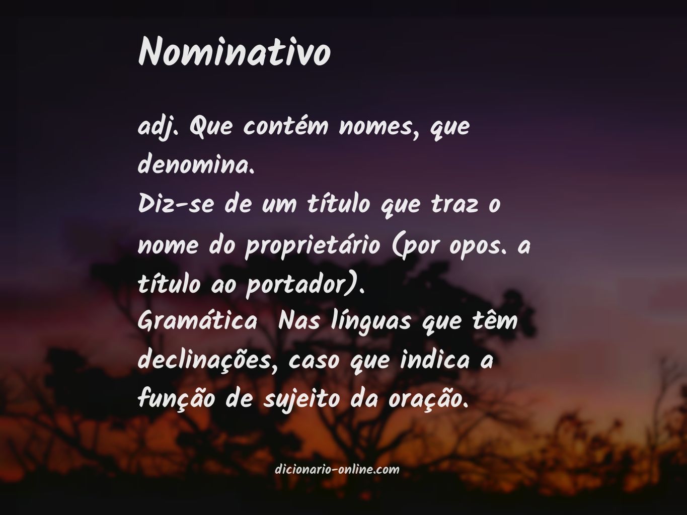 Significado de nominativo