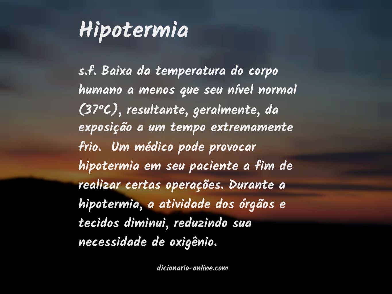 Significado de hipotermia