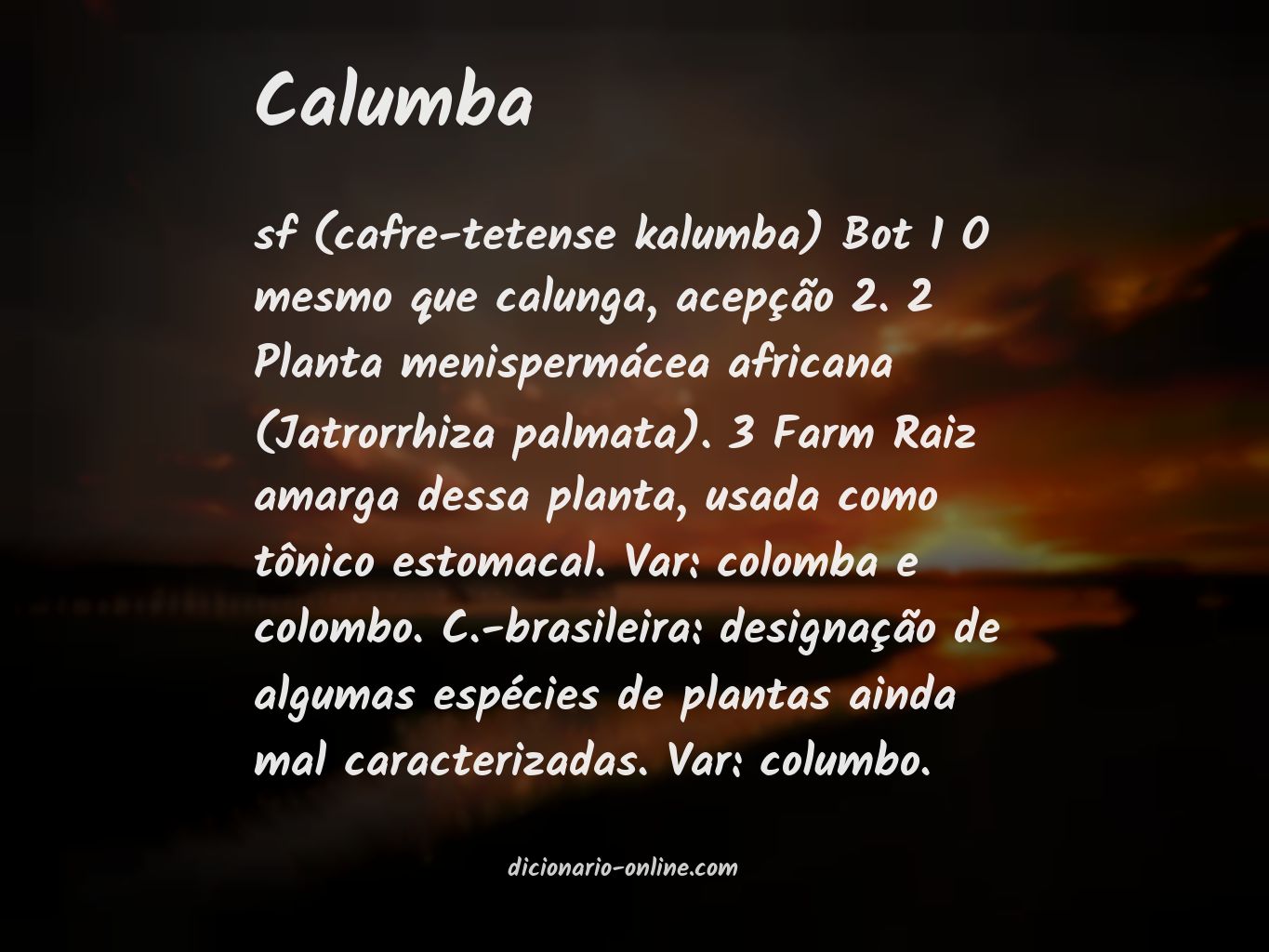 Significado de calumba