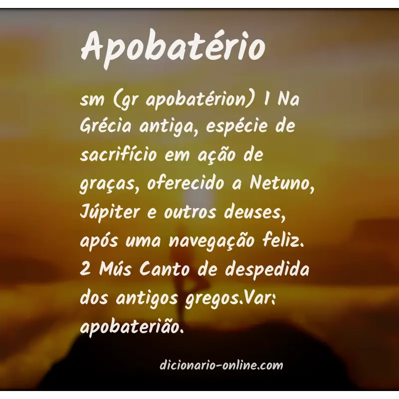 Significado de apobatério