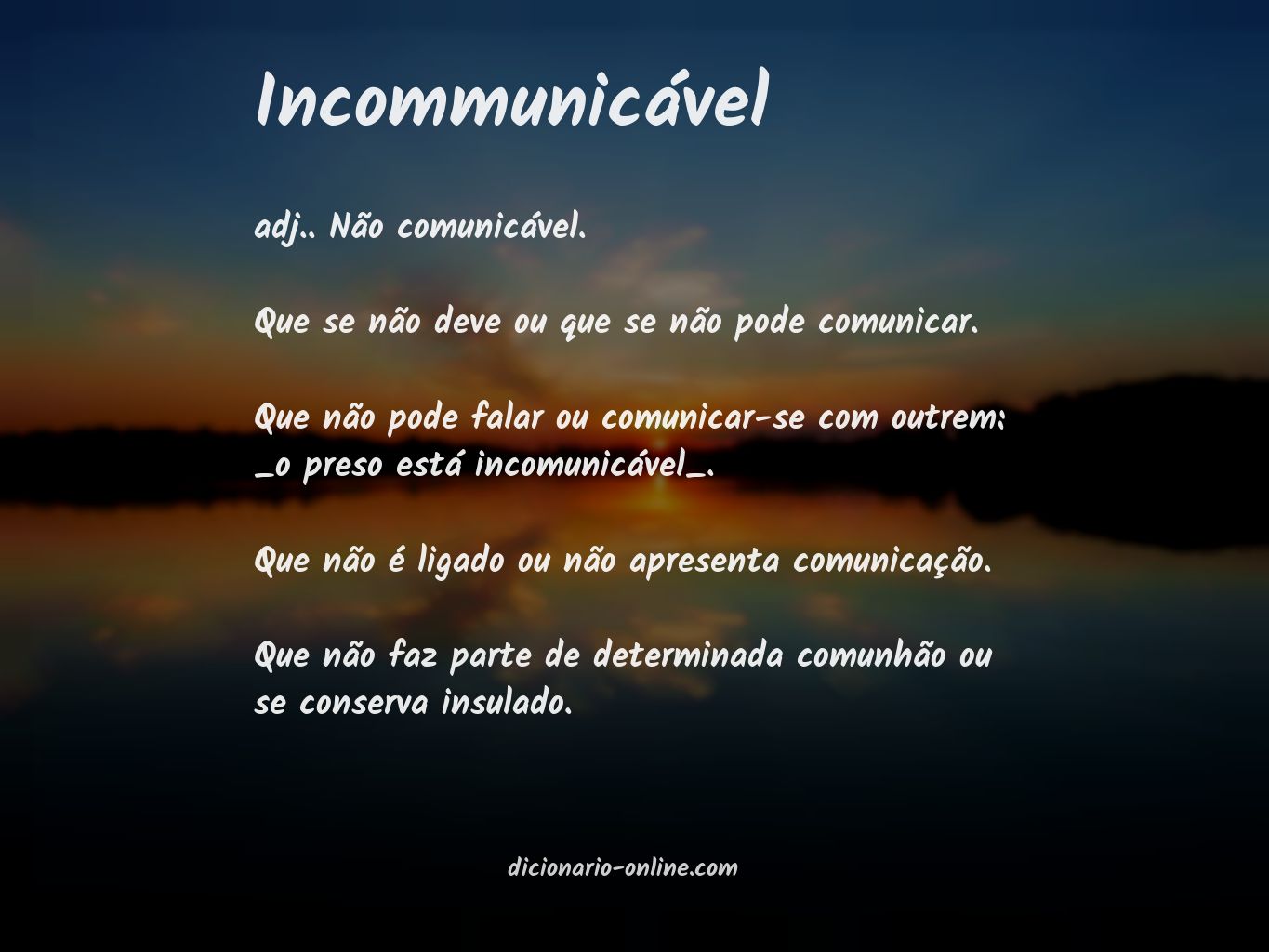 Significado de incommunicável