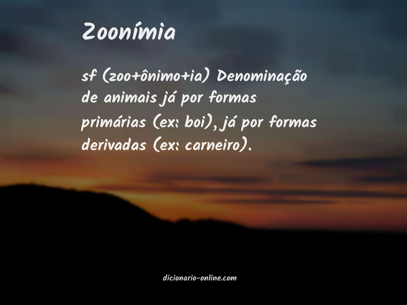 Significado de zoonímia