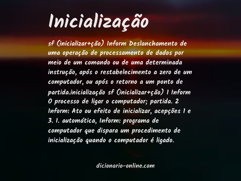 Significado de inicialização