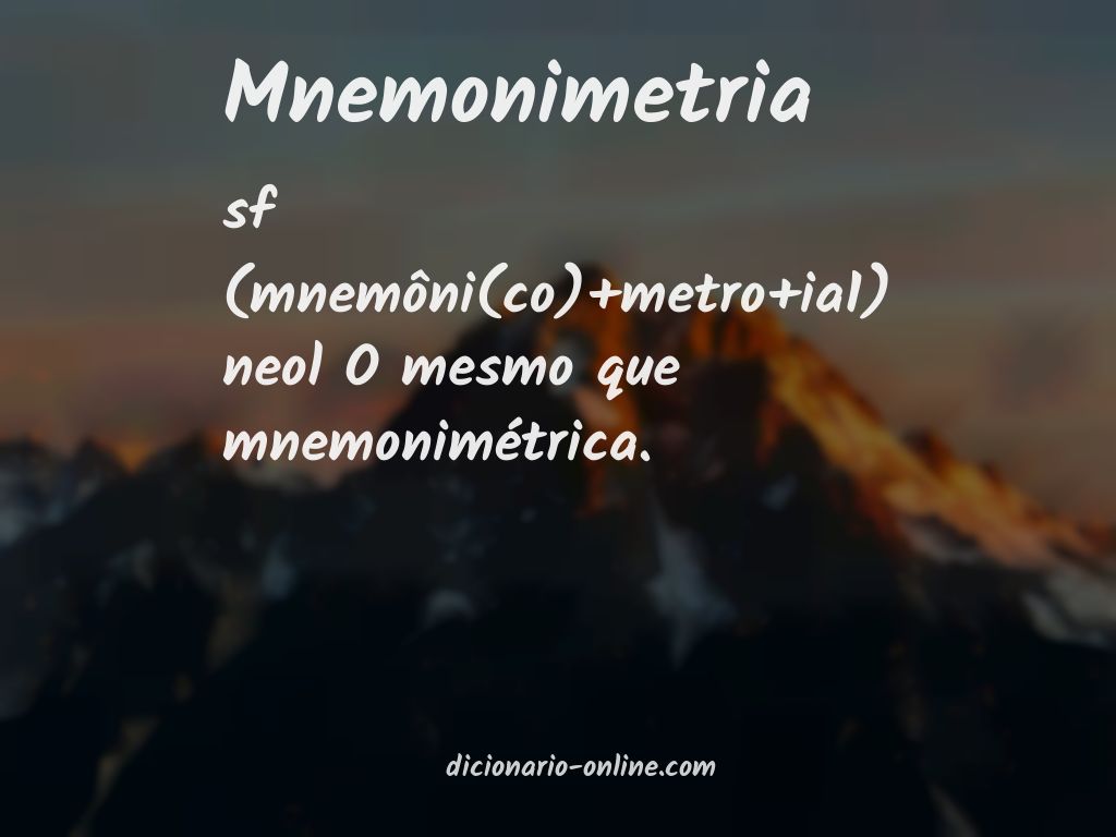 Significado de mnemonimetria