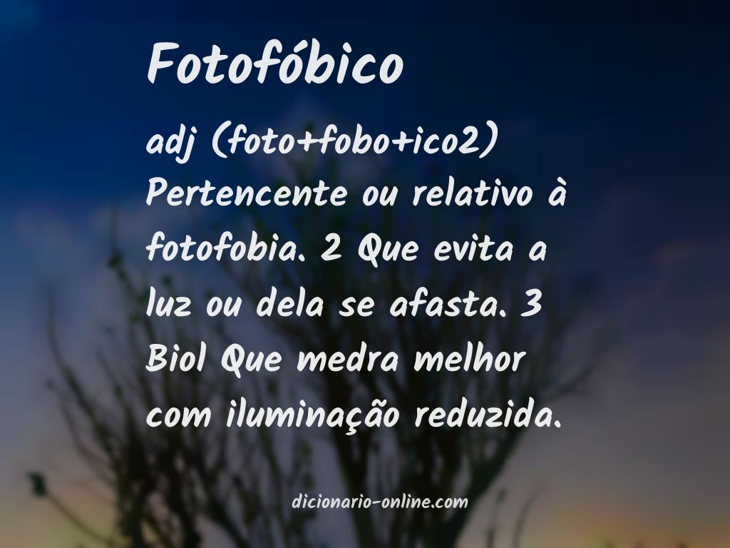 Significado de fotofóbico