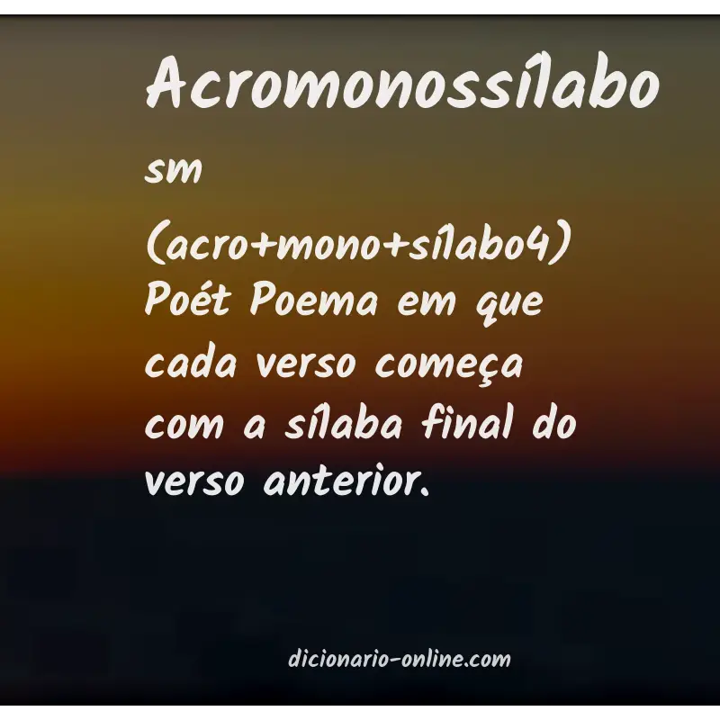 Significado de acromonossílabo