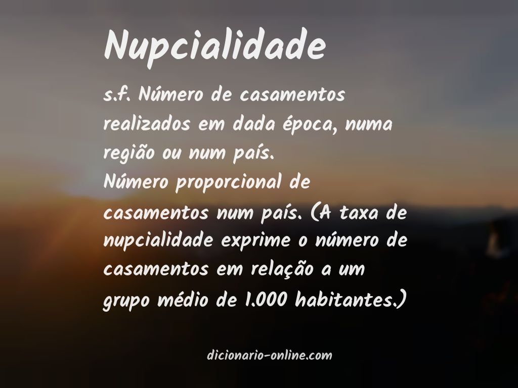 Significado de nupcialidade