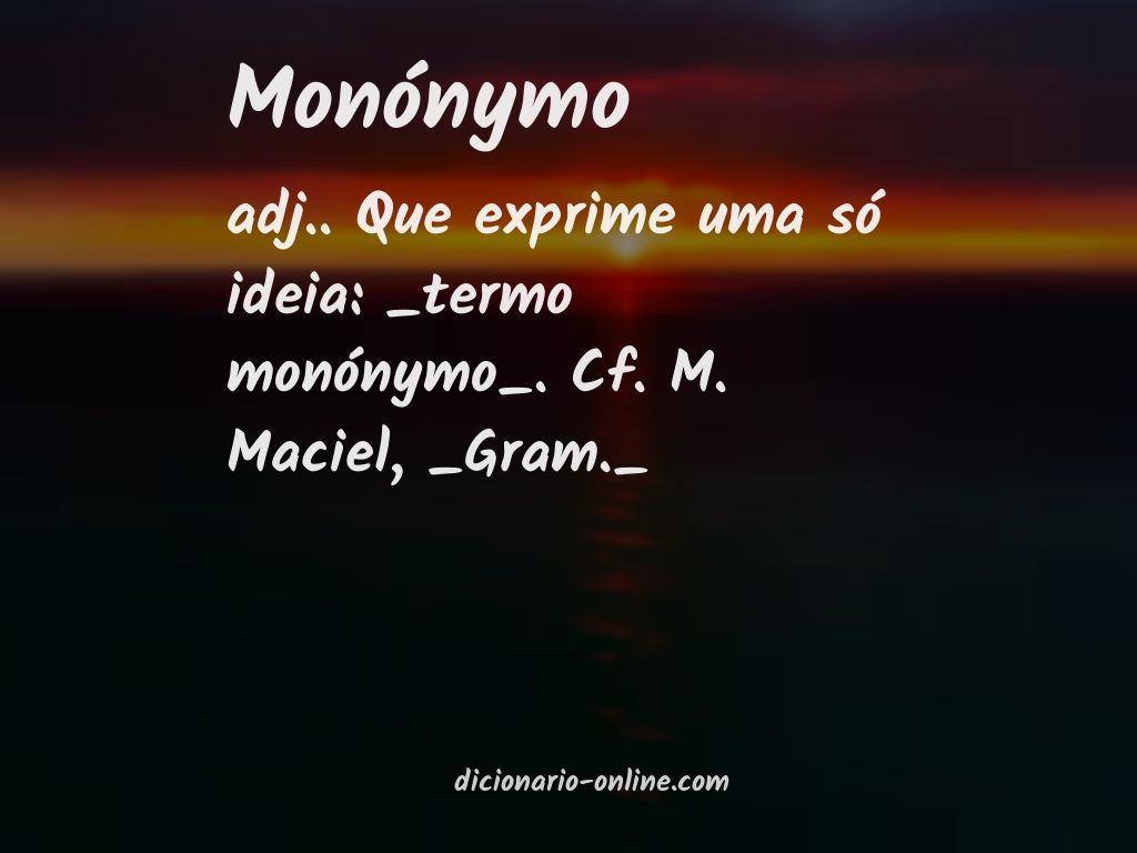 Significado de monónymo