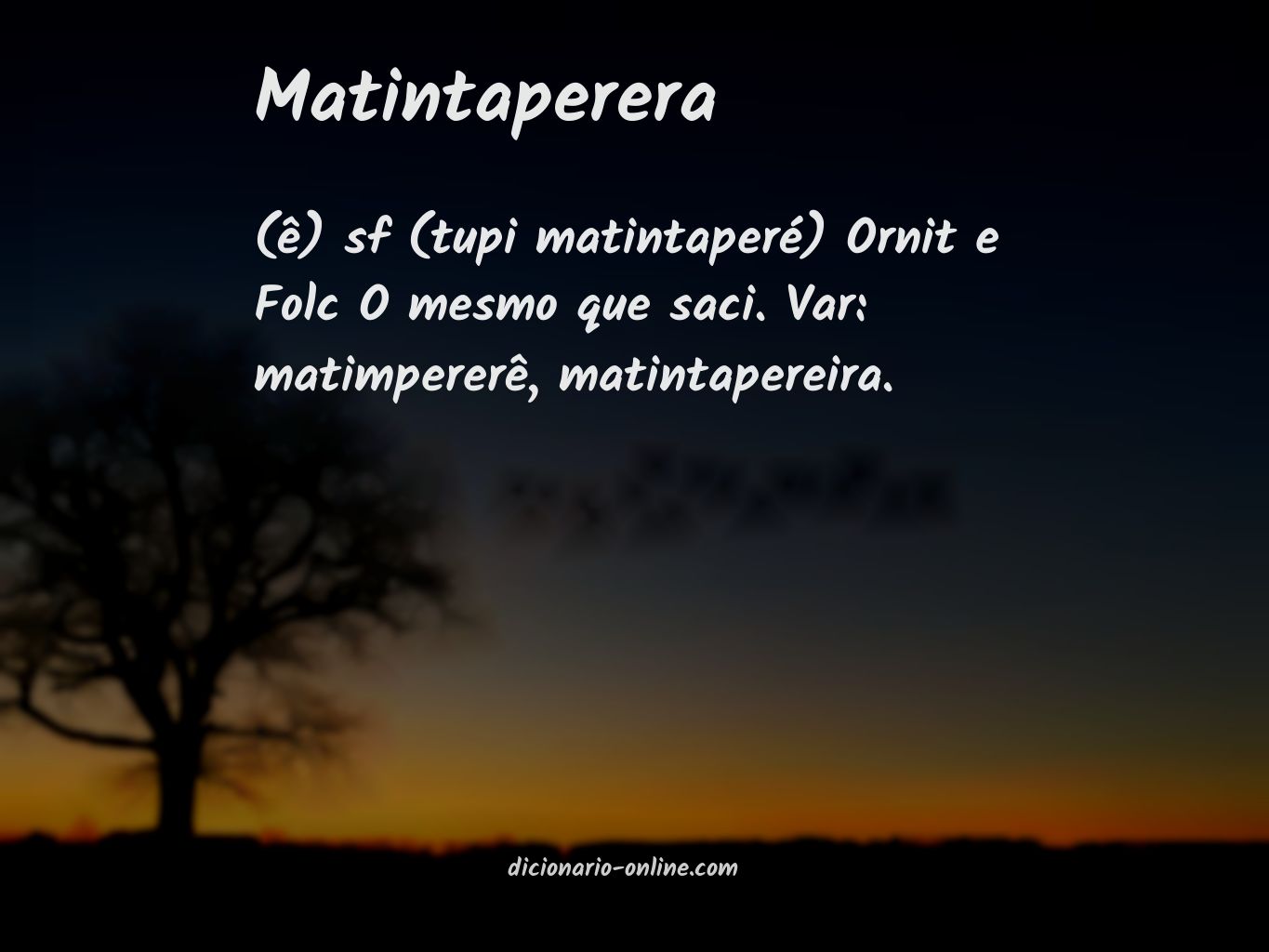 Significado de matintaperera