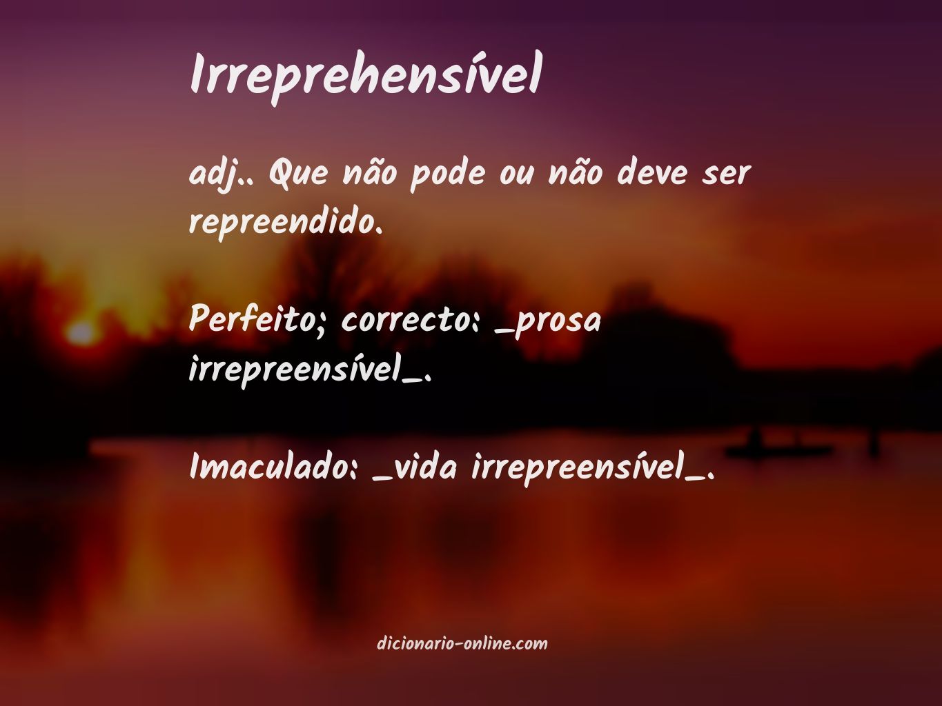 Significado de irreprehensível