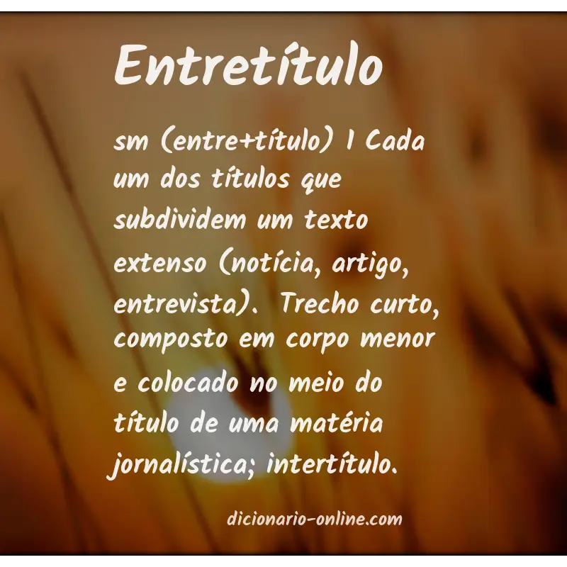 Significado de entretítulo