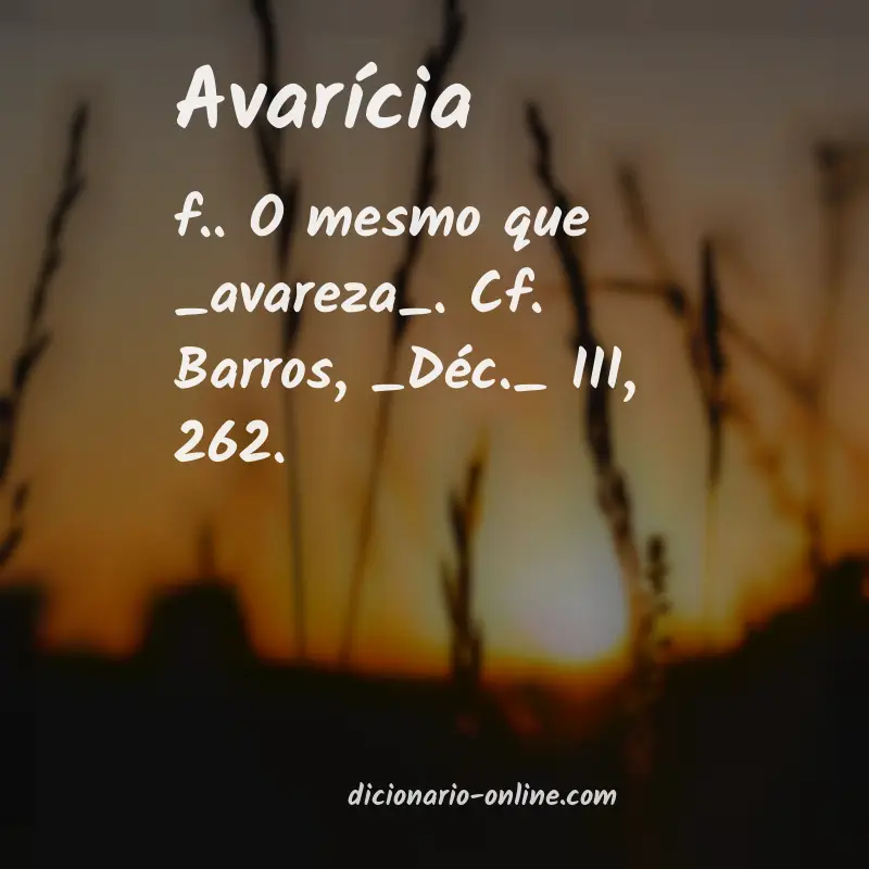 Significado de avarícia