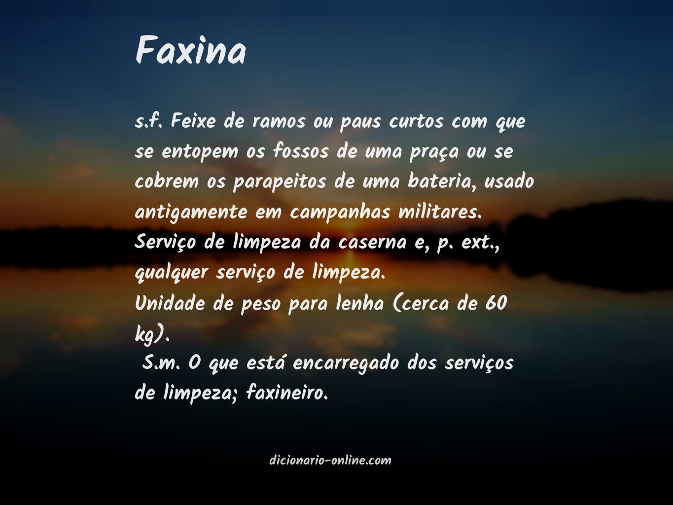 Significado de faxina