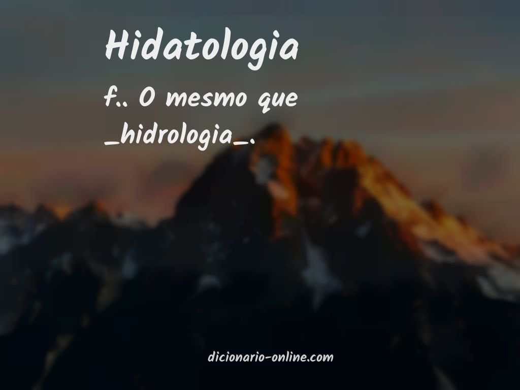 Significado de hidatologia