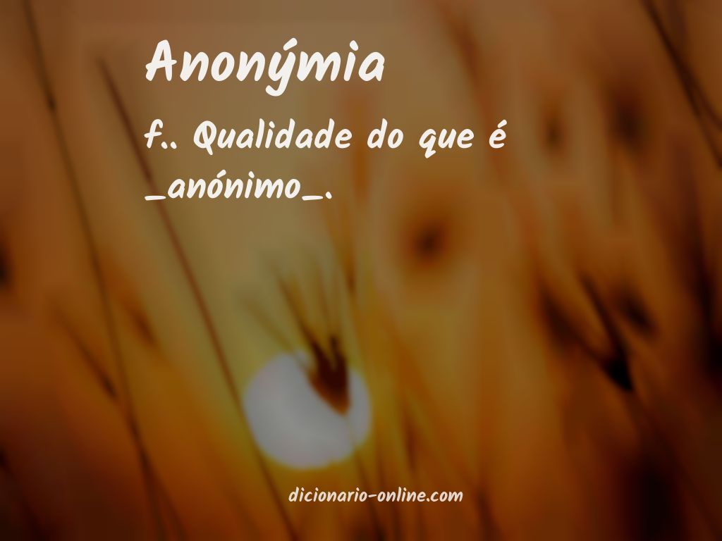 Significado de anonýmia