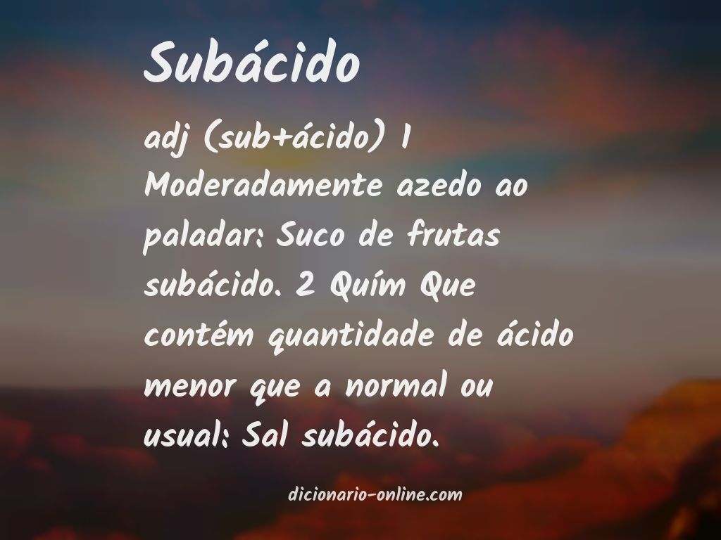 Significado de subácido