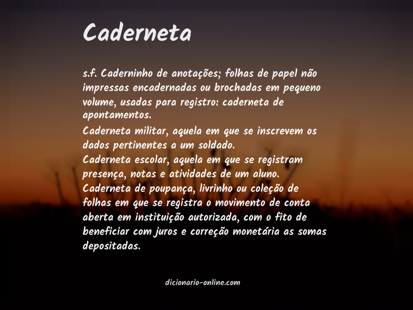 Significado de caderneta