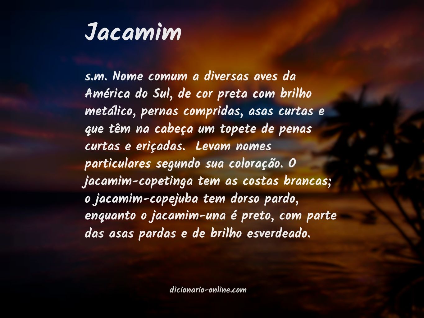 Significado de jacamim