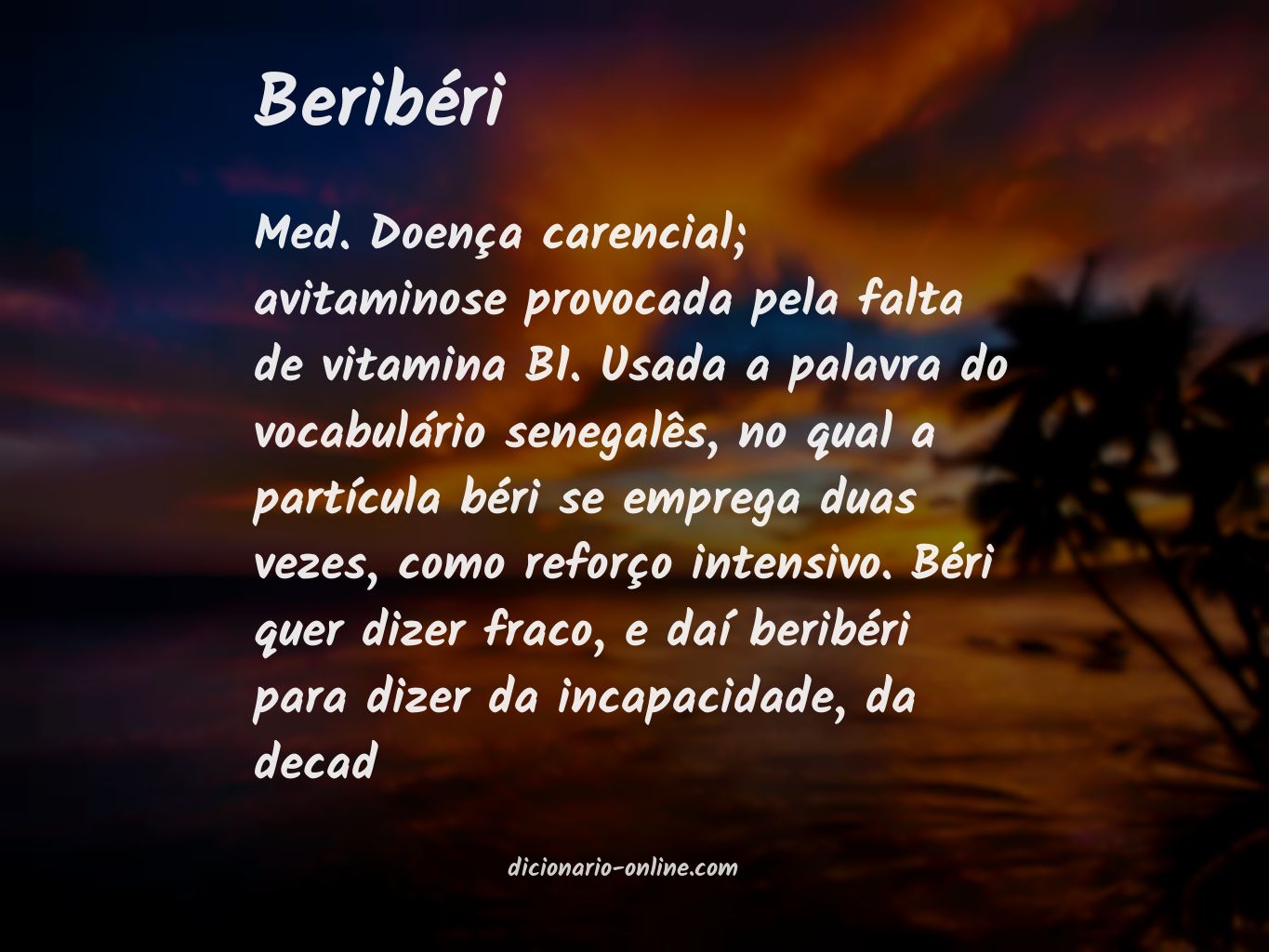 Significado de beribéri