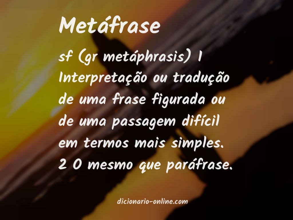 Significado de metáfrase