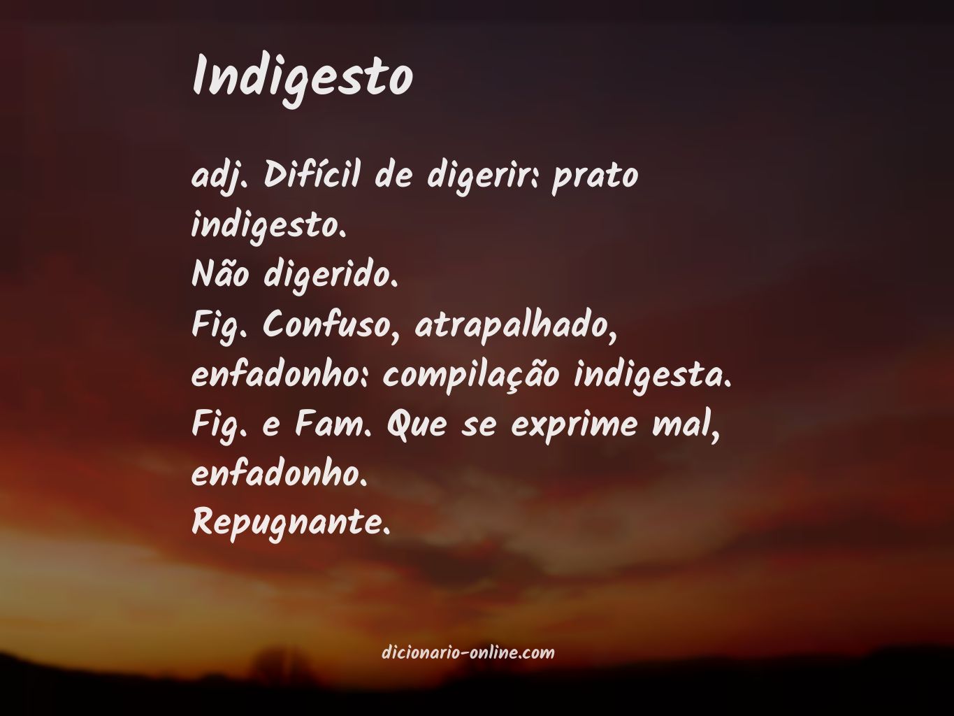 Significado de indigesto