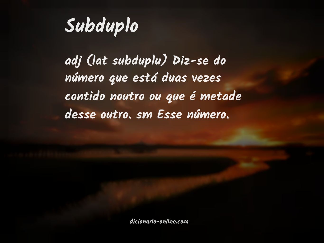 Significado de subduplo