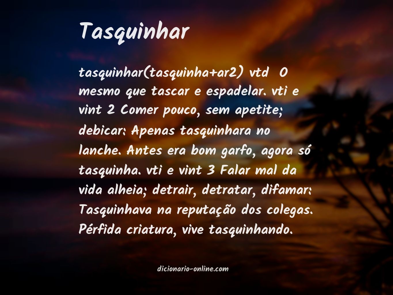 Significado de tasquinhar