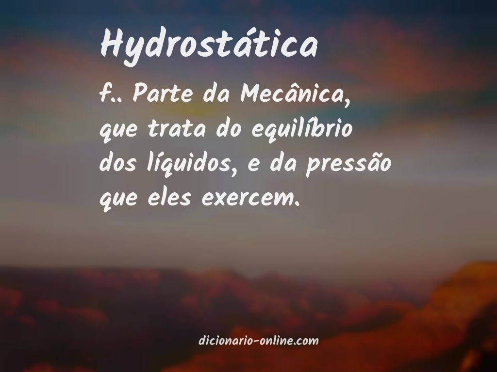 Significado de hydrostática