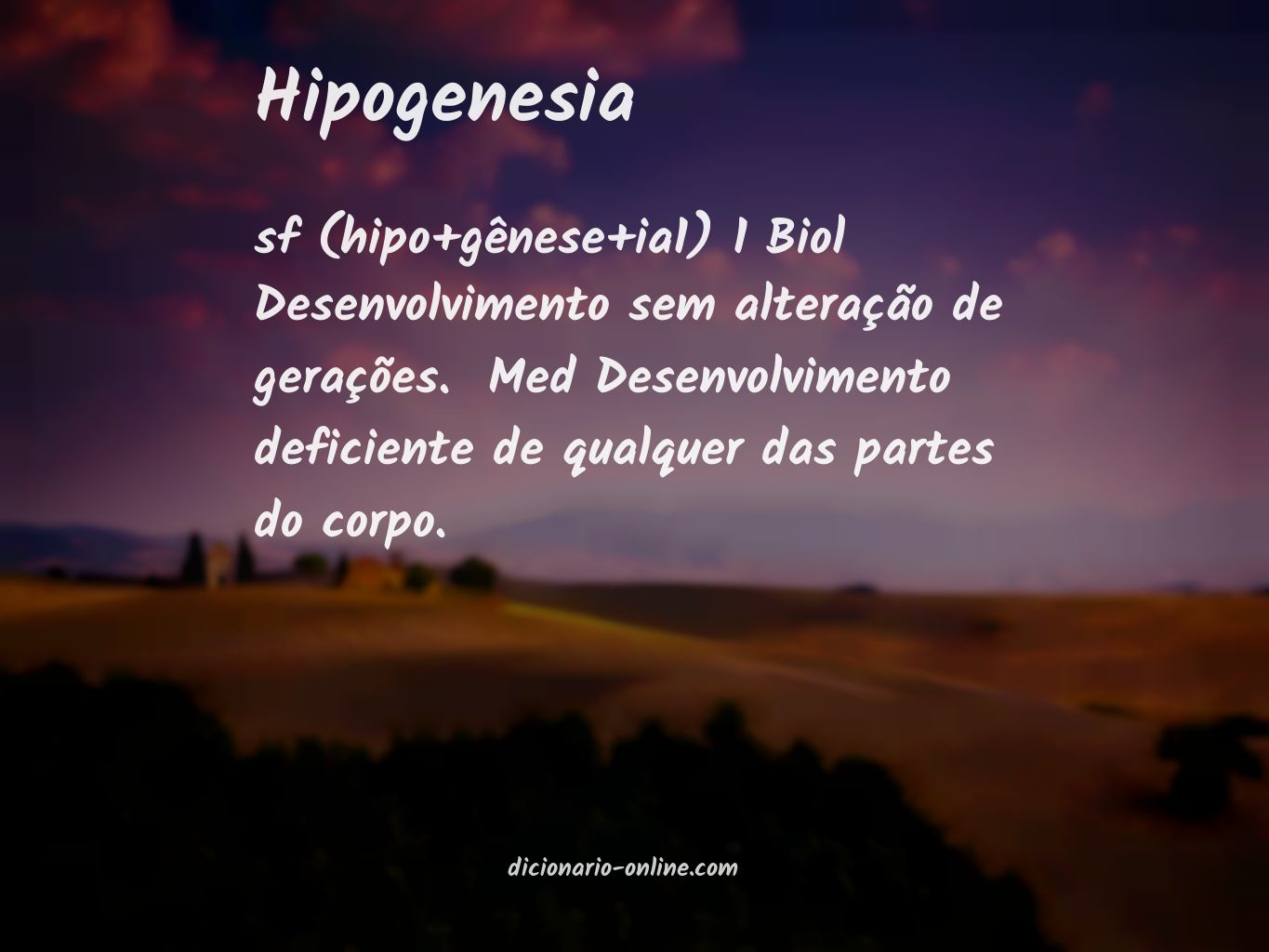 Significado de hipogenesia