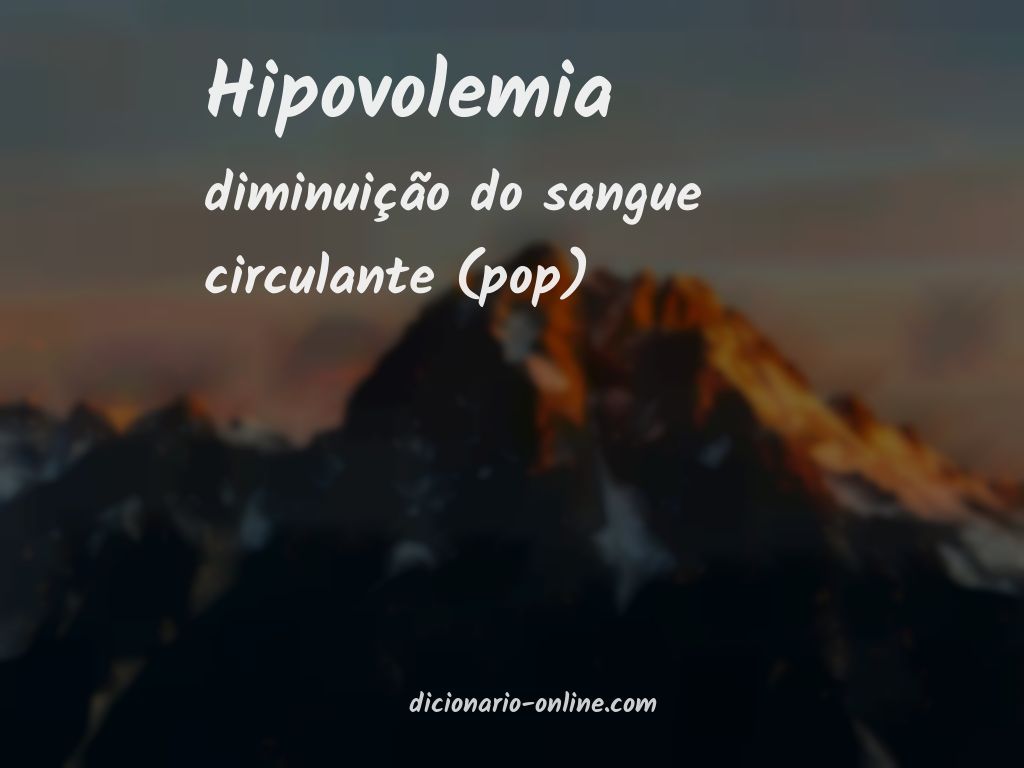 Significado de hipovolemia