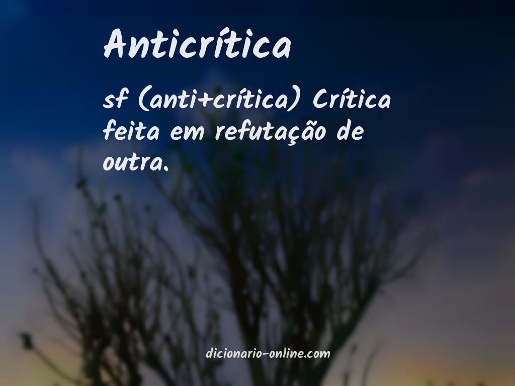 Significado de anticrítica