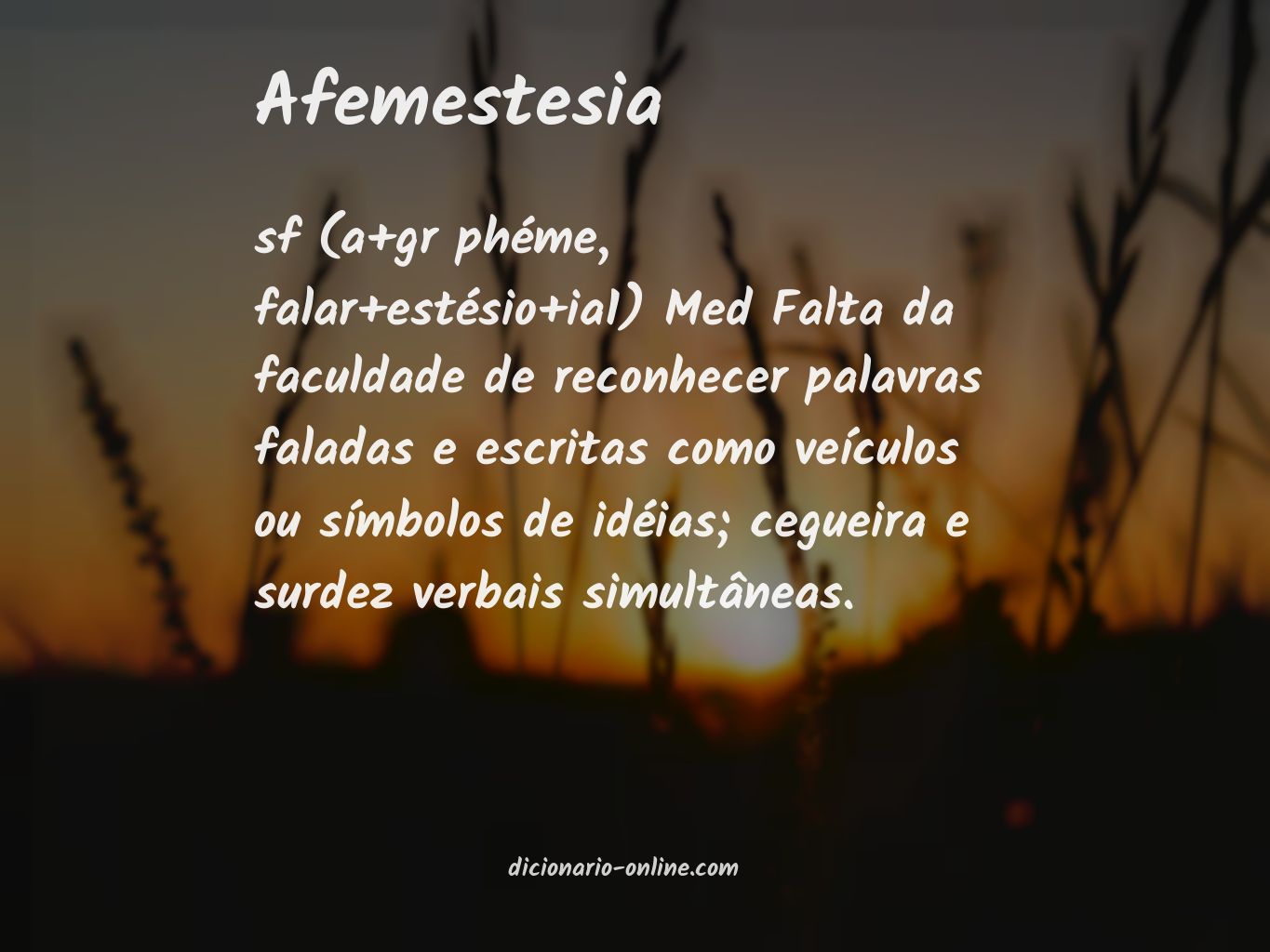 Significado de afemestesia