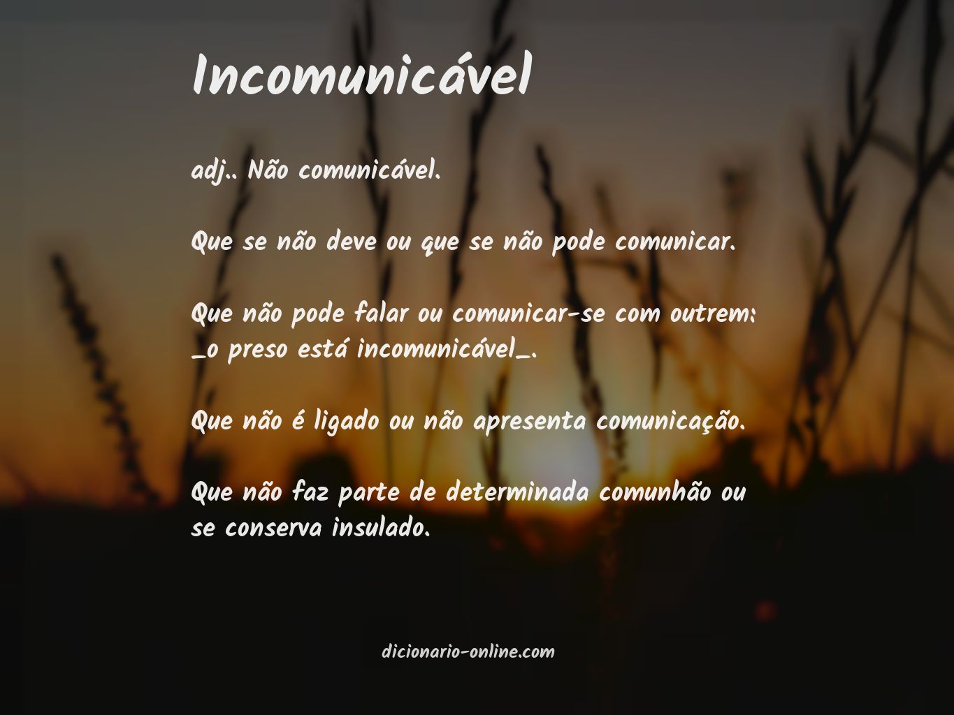 Significado de incomunicável